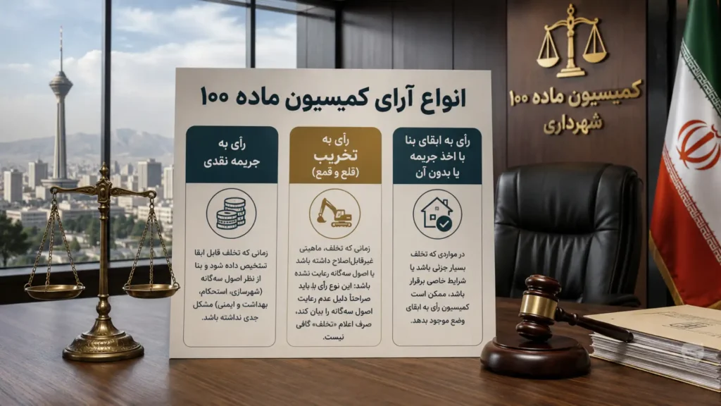 انواع آرای کمیسیون ماده ۱۰۰