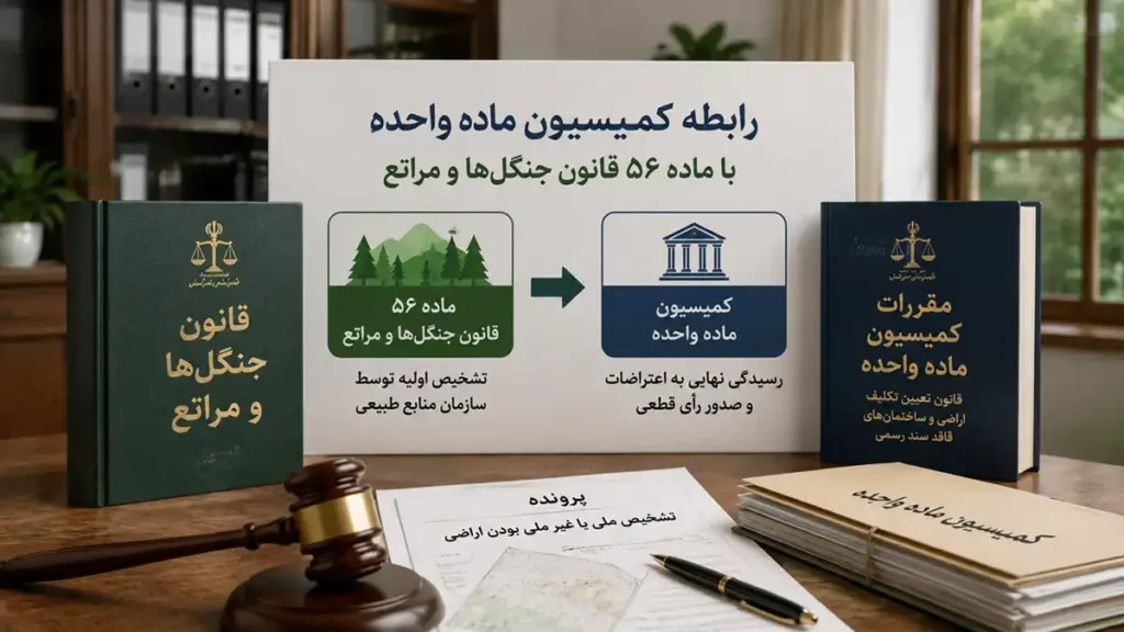 رابطه کمیسیون ماده واحده با ماده ۵۶ قانون جنگل‌ها و مراتع
