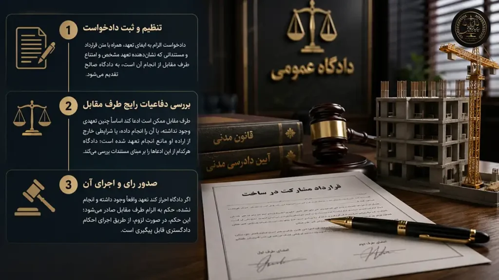 مراحل کلی رسیدگی به این دعوا (در نبود شرط داوری)